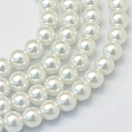 Baking Painted Glass Pearl Round Bead Strands, White, 10~11mm, Hole: 1.5mm, about 80~85pcs/strand, 31.4 inch1.5mm(X-HY-Q003-10mm-01)