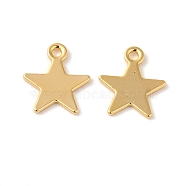 Brass Charms, Star Charm, Real 18K Gold Plated, 9.5x8x0.5mm, Hole: 1mm(KK-F087-01G-02)