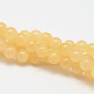 Natural Yellow Jade Bead Strands, Round, 10mm, Hole: 1mm, about 19pcs/strand, 7.75 inch(G-K121-02-10mm)