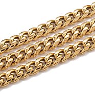 304 Stainless Steel Cuban Link Chain, Unwelded, with Spool, Golden, 7.5x6x3mm, 16.4 Feet(5m)/roll(STAS-B019-02A-G)