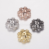 Brass Micro Pave Cubic Zirconia Bead Cap, Cadmium Free & Lead Free, Multi-Petal, Mixed Color, 12x4mm, Hole: 1mm(ZIRC-G122-48-RS)
