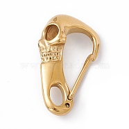 304 Stainless Steel Push Gate Snap Keychain Clasps, Skull, Golden, 45x26x13.5mm, Hole: 5x9mm(STAS-G290-01G)