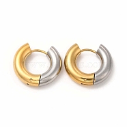 Two Tone 304 Stainless Steel Huggie Hoop Earrings for Women, Golden & Stainless Steel Color, 18.5x20x5mm, Pin: 1mm(EJEW-C011-07D)