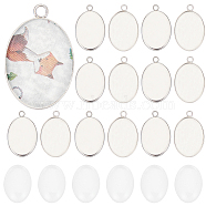 DIY Blank Oval Dome Pendant Making Kit, Including 304 Stainless Steel Pendant Settings, Glass Cabochons, Stainless Steel Color, 80Pcs/box(DIY-SC0023-04)