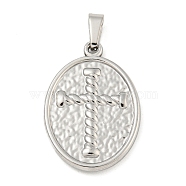 Non-Tarnish 304 Stainless Steel Pendants, Religious Theme Charm, Oval with Saint, Stainless Steel Color, 26.5x18.5x2.5mm, Hole: 5x3mm(STAS-B071-02J-24P)