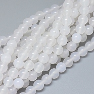 Natural White Agate Beads Strands, Grade A, Round, 8~8.5mm, Hole: 0.7mm, about 48 pcs/Strand, 14.96 inch(38 cm)(G-D0005-27-8mm)