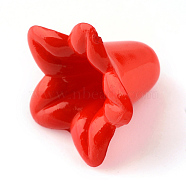 Opaque Acrylic Beads, Trumpet Flower Beads, Flower, Red, 17x17x12mm, Hole: 1.5mm(X-SACR-Q149-C07)