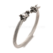 304 Stainless Steel Cuff Bangles, Dragon Torque Bangles, Antique Silver, Inner Diameter: 2-1/2 inch(6.5cm)(BJEW-E094-19AS)