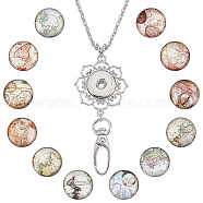 DIY Necklaces Making Kit, Including Platinum Plated Brass Jewelry Snap Buttons, Alloy Snap Pendant Making, with Swivel Clasps, 304 Stainless Steel Cable Chains Necklaces, Map Pattern, Button: 18.5x9mm, 12Pcs(DIY-SC0021-96C)