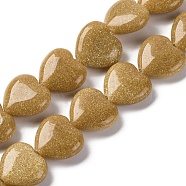 Synthetic Yellow Goldstone Beads Strands, Heart, 14~14.5x13.5~14x6~6.5mm, Hole: 1mm, about 28pcs/strand, 15.16''(38.5cm)(G-I372-A11-02)