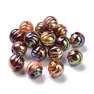 UV Plating Rainbow Iridescent Acrylic Beads, with Gold Foil, Twist Round, Sienna, 15mm, Hole: 3mm(PACR-H003-15)