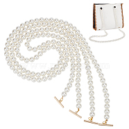 WADORN 2 Strands Resin Imitation Pearl Beaded Bag Straps, with Alloy T-Bar Clasp, Golden, 100cm(DIY-WR0002-77)