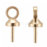 Brass Peg Bails Pendants, For Half Drilled, Light Gold, 7x3mm, Hole: 1.2mm, Pin: 0.55mm(X-KK-G322-02KCG)