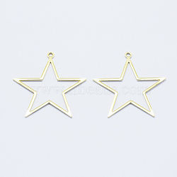 Long-Lasting Plated Brass Pendants, for DIY Jewelry Making and Crafting, Real 18K Gold Plated, Nickel Free, Star, 39.5x38.5x1mm, Hole: 2mm(KK-K204-076G-NF)