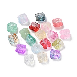 Baking Painted Transparent Glass Beads, Gradient Color, Lion, Mixed Color, 11.5x11x9.5mm, Hole: 1.2mm(GLAA-C035-01)