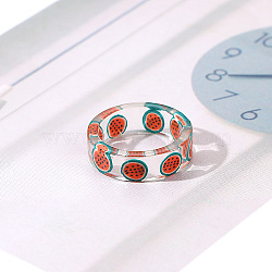Transparent Resin Finger Rings, Watermelon, Tomato, US Size 6(16.5mm)(WG0FCEE-06)
