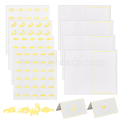 8 Sheets 4 Styles PVC Waterproof Self-Adhesive Sticker, Cartoon Decals for Gift Cards Decoration, with 60Pcs Paper Table Place Cards, Sea Animals, Gold, Self-Adhesive Sticker: 165x140x0.2mm, Sticker: 25x25mm, 2 sheets/style(STIC-OC0001-13C)