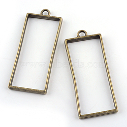Rack Plating Alloy Rectangle Open Back Bezel Pendants, For DIY UV Resin, Epoxy Resin, Pressed Flower Jewelry, Cadmium Free & Nickel Free & Lead Free, Antique Bronze, 49x20x1.32mm, Hole: 3mm(PALLOY-S047-11F-FF)