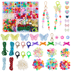 DIY Jewelry Kits, Including Acrylic Beads, Zinc Alloy Swivel Clasps, Plastic Lobster Claw Clasps and Polyester & Spandex Cord Ropes, Mixed Color, 41.5x16x5.5mm, Hole: 8x11mm(DIY-BM0002-60)