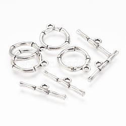 Alloy Toggle Clasps, Lead Free and Cadmium Free, Antique Silver Color, Size: Ring: about 20.5x17mm, Hole: 2mm, Bar: 26x6x3mm, Hole: 2mm(X-PALLOY-EA9143Y-AS-RS)