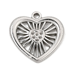 304 Stainless Steel Pendant Rhinestone Settings, Heart Charms, Stainless Steel Color, Fit For 0.5mm Rhinestone, 14.5x14.5x2mm, Hole: 1.3mm(SA-CBA0563-34P)