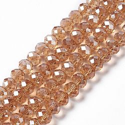 Handmade Glass Beads, Faceted Rondelle, Camel, 10x7mm, Hole: 1mm, about 70~72pcs/strand(G02YI0Q3)
