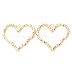 Alloy Pendants, Hammered Heart Charms, Rack Plating, Long-Lasting Plated, Cadmium Free & Lead Free, Golden, 35.5x41x3mm, Hole: 3x5mm(AL-CBAB7DD-03G)