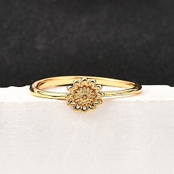 304 Stainless Steel Finger Rings for Women, Daisy, Golden, Inner Diameter: 18mm(RJEW-D308-02G)