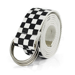 Tartan Pattern Cloth Chain Belt with Alloy Clasp for Women, Black, 50-1/4 inch(127.5cm)(GUQI-PW0001-234B)