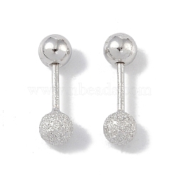 Rhodium Plated 999 Sterling Silver Earlobe Plugs for Women, Texture Round Screw Back Earrings with 999 Stamp, Platinum, 14x4mm(EJEW-S215-27P)