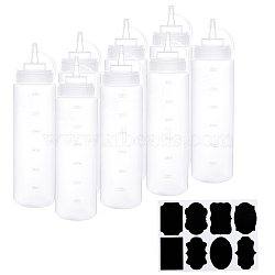 Plastic Squeeze Bottles, with Twist On Cap Lids and Discrete Measurements, for Ketchup, Sauces, Paint, and More, with Chalkboard Sticker Labels, Mixed Color, 24.5x6.7cm, Capacity: 600ml(AJEW-PH0002-12)