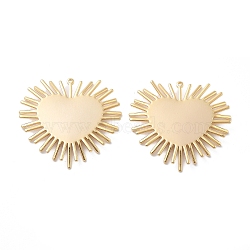 Brass Pendants, Heart, Long-Lasting Plated, Real 18K Gold Plated, 30x31.5x3mm, Hole: 0.9mm(KK-V003-10)