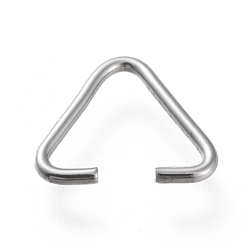 304 Stainless Steel Triangle Rings, Buckle Clasps, Fit for Top Drilled Beads, Webbing, Strapping Bags, Stainless Steel Color, 10~11x12~13x1mm