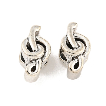 Rack Plating Alloy European Beads, Large Hole Beads, Cadmium Free & Nickel Free & Lead Free, Musical Note, Antique Silver, 14x7x8.5mm, Hole: 4.5mm