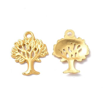 Rack Plating Alloy Pendants, Cadmium Free & Lead Free & Nickle Free, Tree Charm, Matte Gold Color, 21x16.5x2mm, Hole: 1.8mm