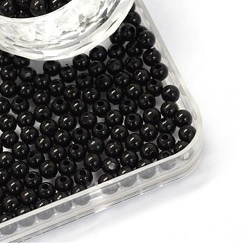 Opaque Acrylic Beads, Round, Black, 6x5.5mm, Hole: 2mm, about 5100pcs/500g