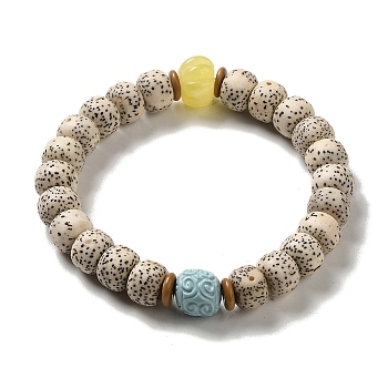 Synthetic Turquoise & Moon and Star Bodhi Beaded Stretch Bracelets, Inner Diameter: 2-1/4 inch(5.65cm)