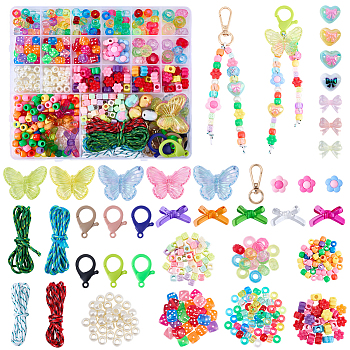 DIY Jewelry Kits, Including Acrylic Beads, Zinc Alloy Swivel Clasps, Plastic Lobster Claw Clasps and Polyester & Spandex Cord Ropes, Mixed Color, 41.5x16x5.5mm, Hole: 8x11mm