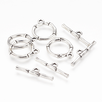 Alloy Toggle Clasps, Lead Free and Cadmium Free, Antique Silver Color, Size: Ring: about 20.5x17mm, Hole: 2mm, Bar: 26x6x3mm, Hole: 2mm