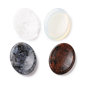 Oval Natural & Synthetic Mixed Gemstone Thumb Worry Stone for Anxiety Therapy, Massage Tool, 45.5x35.5x8.5mm