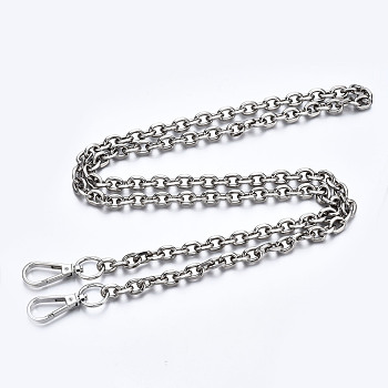 Bag Chains Straps, Iron Cable Link Chains, with Alloy Spring Gate Ring, for Bag Replacement Accessories, Platinum, 1190x9mm