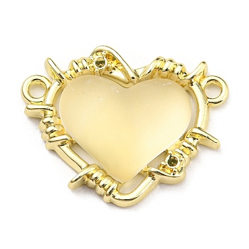 Alloy Connector Rhinestone Settings, with Translucent Resin, Heart Links, Golden, Fit for 1mm Rhinestone, 19x24x6.5mm, Hole: 1.6mm