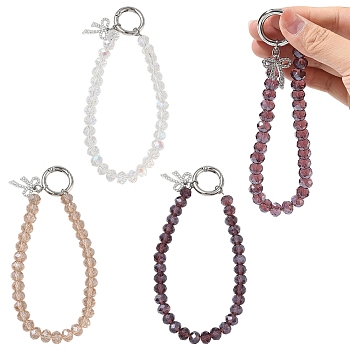 3Pcs Glass Pendant Decorations, with Alloy Spring Gate Rings, Mixed Color, 158mm