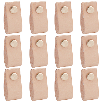Rectangle Leather Drawer Handles, with Iron Screw, Beige, 20x100x2mm