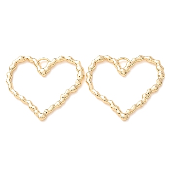 Alloy Pendants, Hammered Heart Charms, Rack Plating, Long-Lasting Plated, Cadmium Free & Lead Free, Golden, 35.5x41x3mm, Hole: 3x5mm