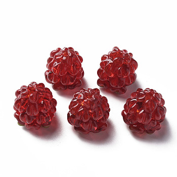 Handmade Lampwork Beads, Raspberry, Dark Red, 15~16x13~14mm