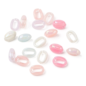 Opaque Acrylic Quick Link Connectors, AB Color Plated, Oval, Mixed Color, 16x11x6.5mm, Inner Diameter: 10x5mm, about 1436pcs/500g