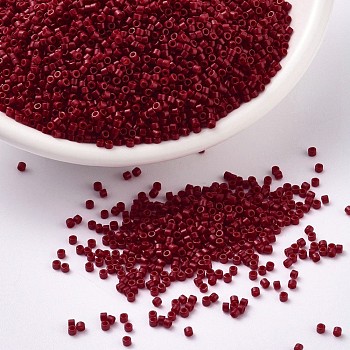 MIYUKI Delica Beads, Cylinder, Japanese Seed Beads, 11/0, (DB0791) Dyed Semi-Frosted Opaque Bright Red, 1.3x1.6mm, Hole: 0.8mm, about 2000pcs/bottle, 10g/bottle