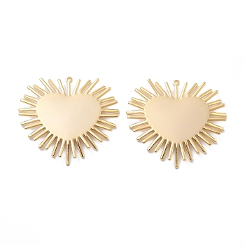 Brass Pendants, Heart, Long-Lasting Plated, Real 18K Gold Plated, 30x31.5x3mm, Hole: 0.9mm
