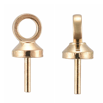 Brass Peg Bails Pendants, For Half Drilled, Light Gold, 7x3mm, Hole: 1.2mm, Pin: 0.55mm